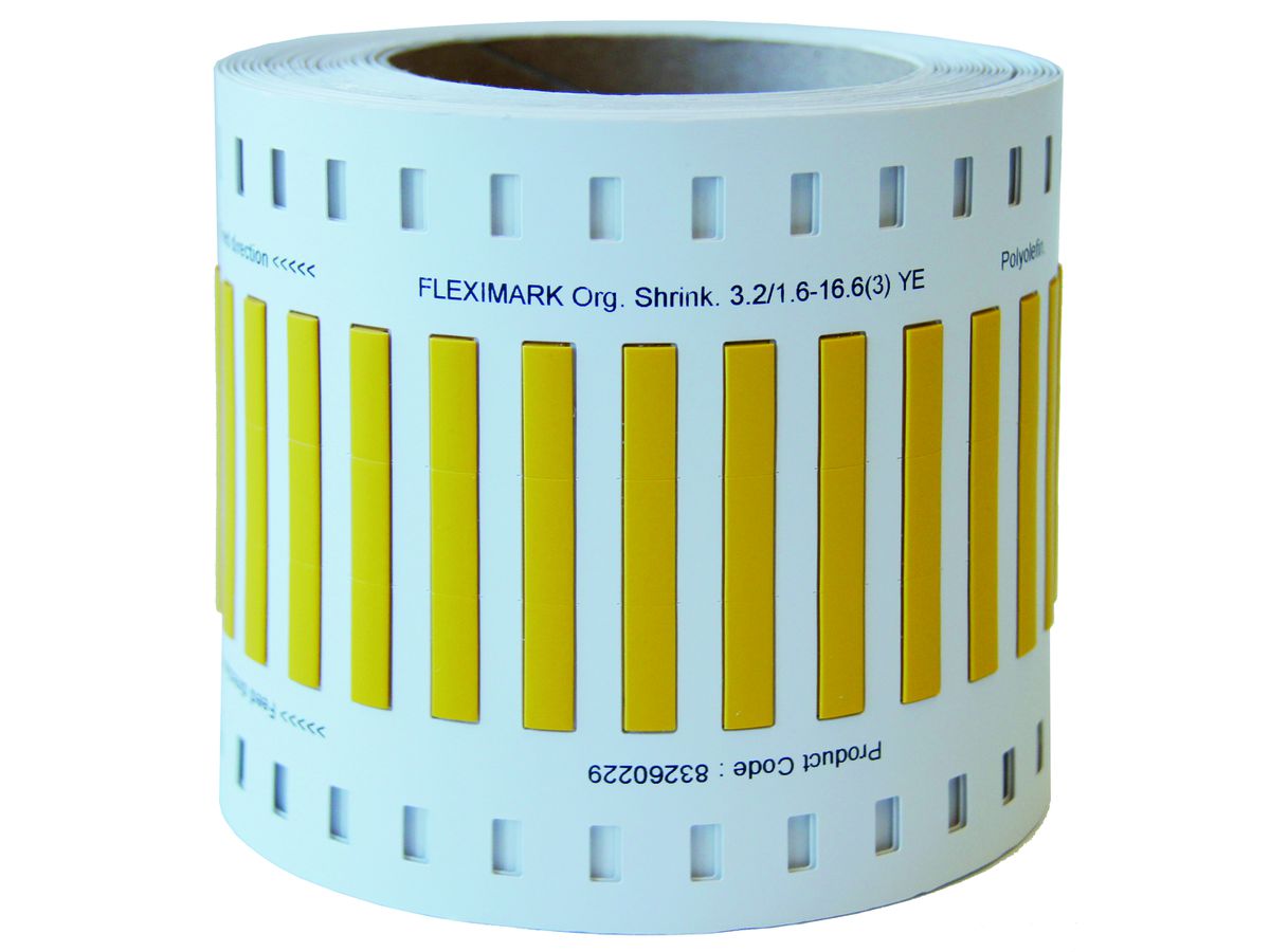 Schrumpfschlauch Markierung  2.4/0.8 (1) - gelb, Rolle à 1000Stk, 38mm